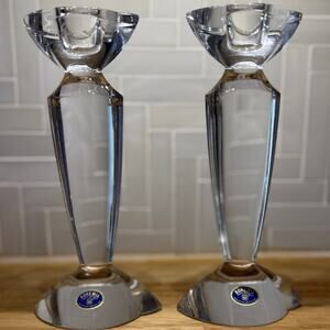 BOHEMIA Vintage Pair of Lead Crystal Candle Holders